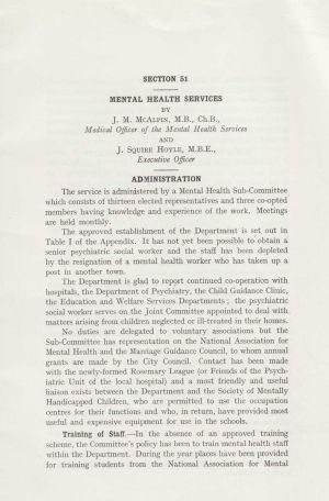 Mental Health Services 1958, page 1