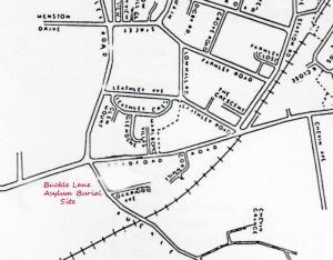 Map showing Buckle Lane in relation to the hospital.