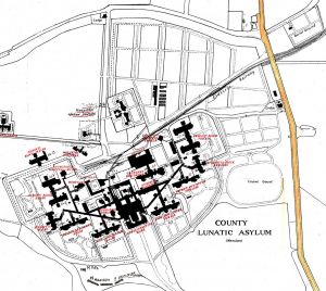 Map showing Buckle Lane in relation to the hospital