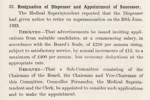 Resignation Of Dispenser And Appointment Of Successor, 1933